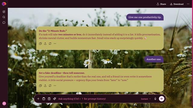 Washed Valley is a dark pink ChatGPT theme with an image background.