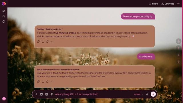Wild Valley is a dark pink ChatGPT theme with an image background.