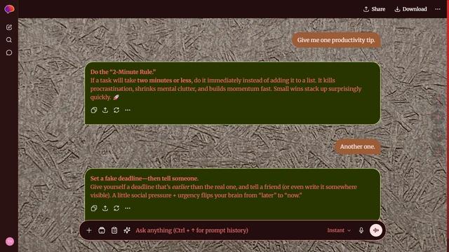 Wild Whorl is a dark red ChatGPT theme with an image background.