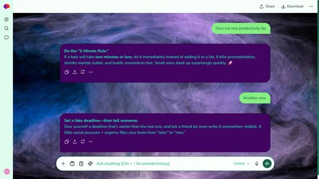 Windswept Glade is a light emerald ChatGPT theme with an image background.