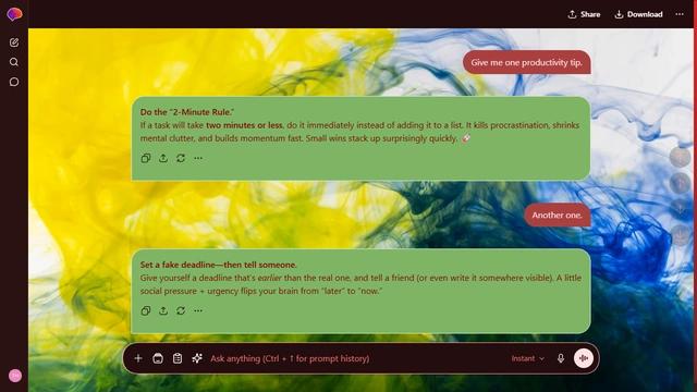 Windswept Veil is a dark red ChatGPT theme with an image background.
