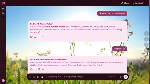 Woven Tide is a dark pink ChatGPT theme with an image background.