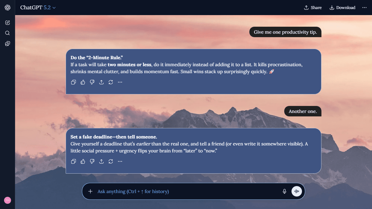 Calm Ridge theme preview